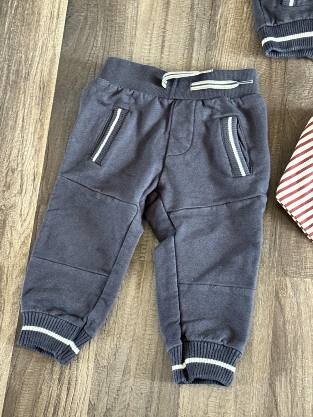 Kids Navy Varsity Jacket & Joggers with Striped Tee - Picture 4 of 5